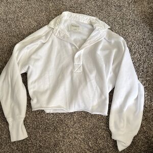 Abercrombie & Fitch White Polo Shirt Long Sleeve